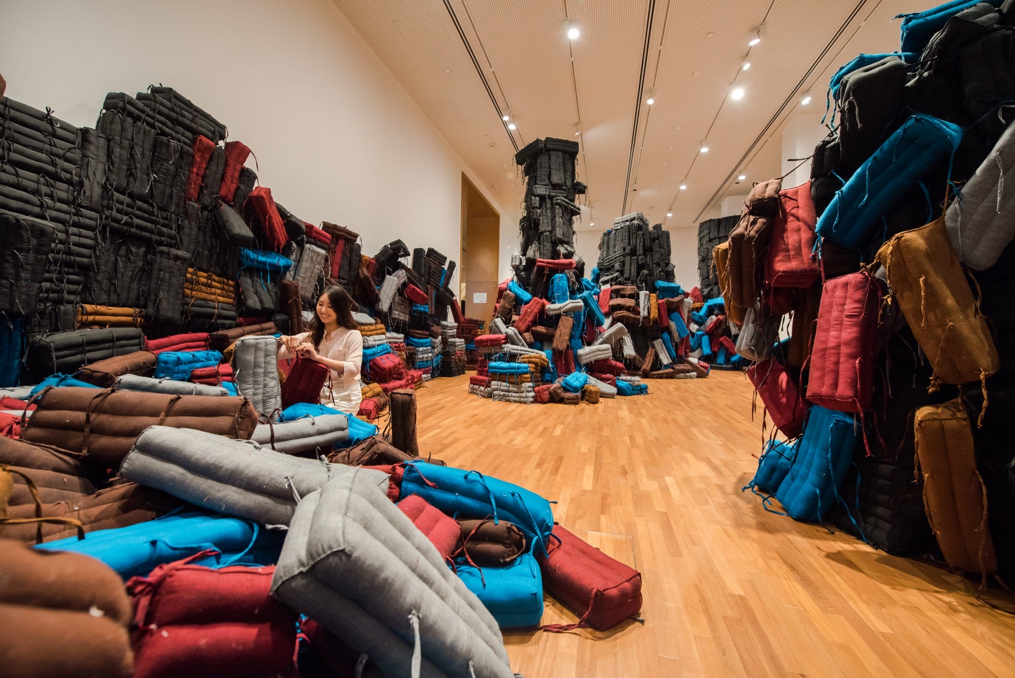 a cushion filled room