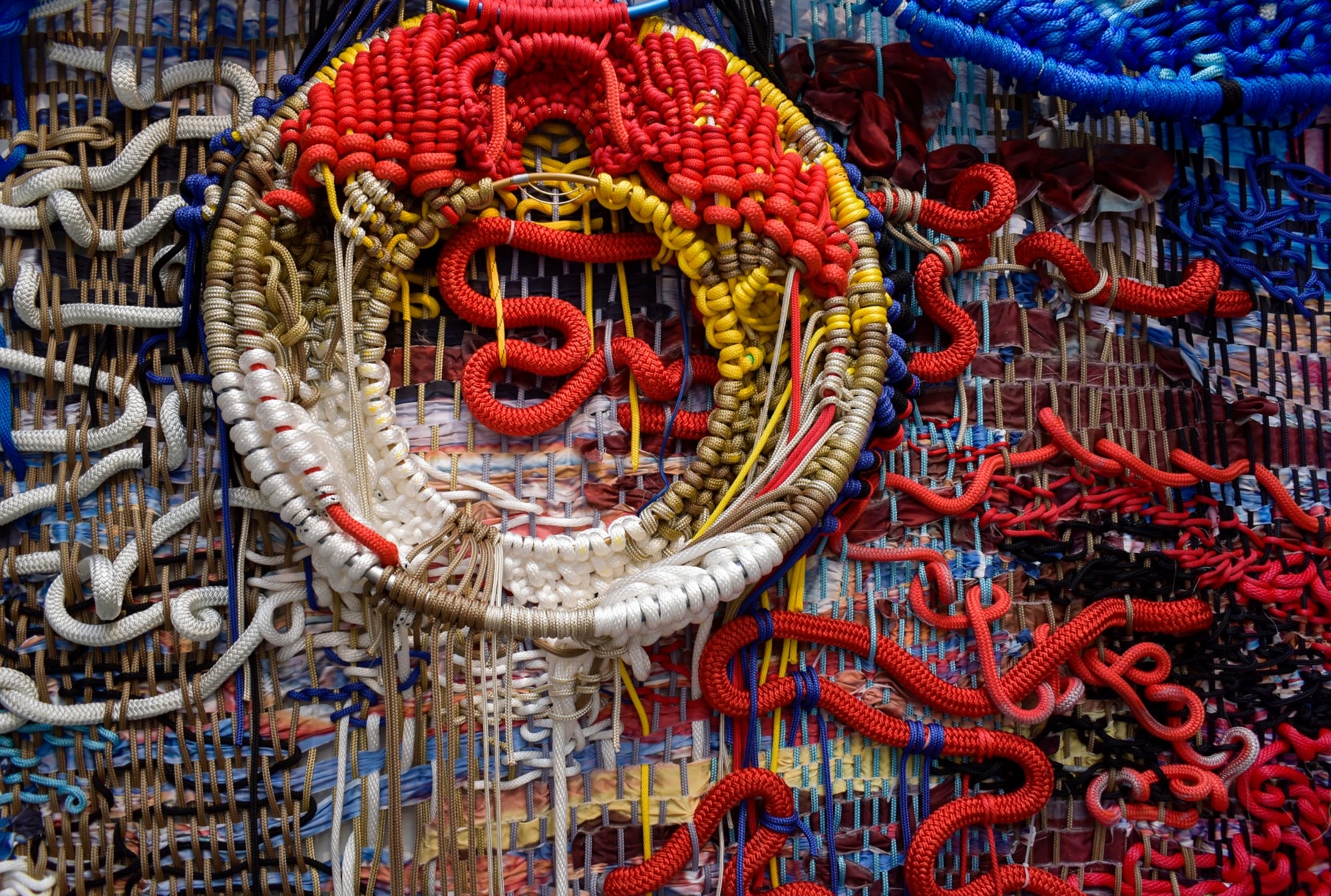 a detail image of a knotted rope work by Jacqueline Surdell